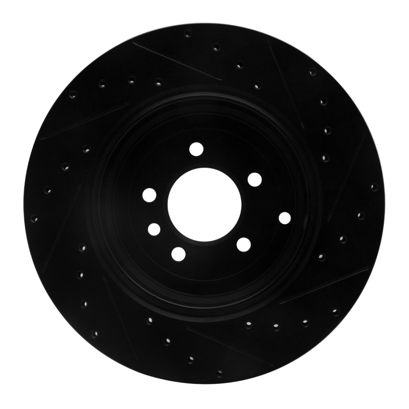 Land Rover Range Rover Sport Brake Rotor (1) - Rear Left - R1 Concepts - Drilled & Slotted - Black - `10-`13